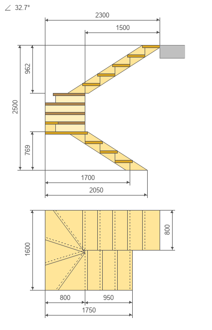 Общий чертеж лестницы
