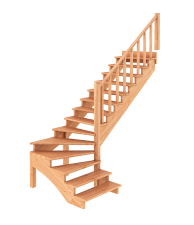 Расчет размеров поворотной лестницы с поворотными ступенями на 90°