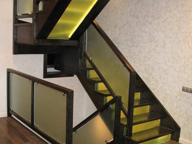 Лестница с ограждением из стекла №4